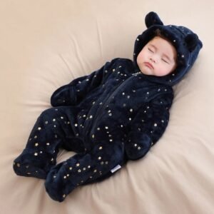 Soft Flannel Baby Jumpsuit for Autumn and Winter