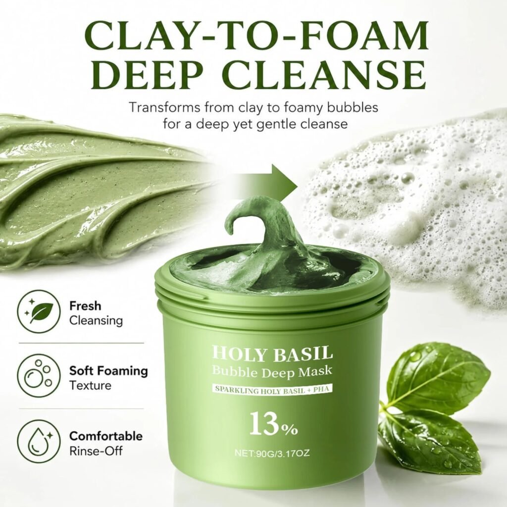 Holy Basil Bubble Clay-to-Foam Face Mask