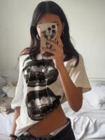 Women's Hip Hop Mouth Print Oversized T-Shirt