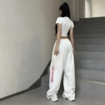 Women's High-Waisted Letter Print Streetwear Trousers