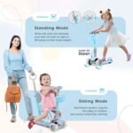 Kids Three-Wheel Scooter with Seat and LED Wheels