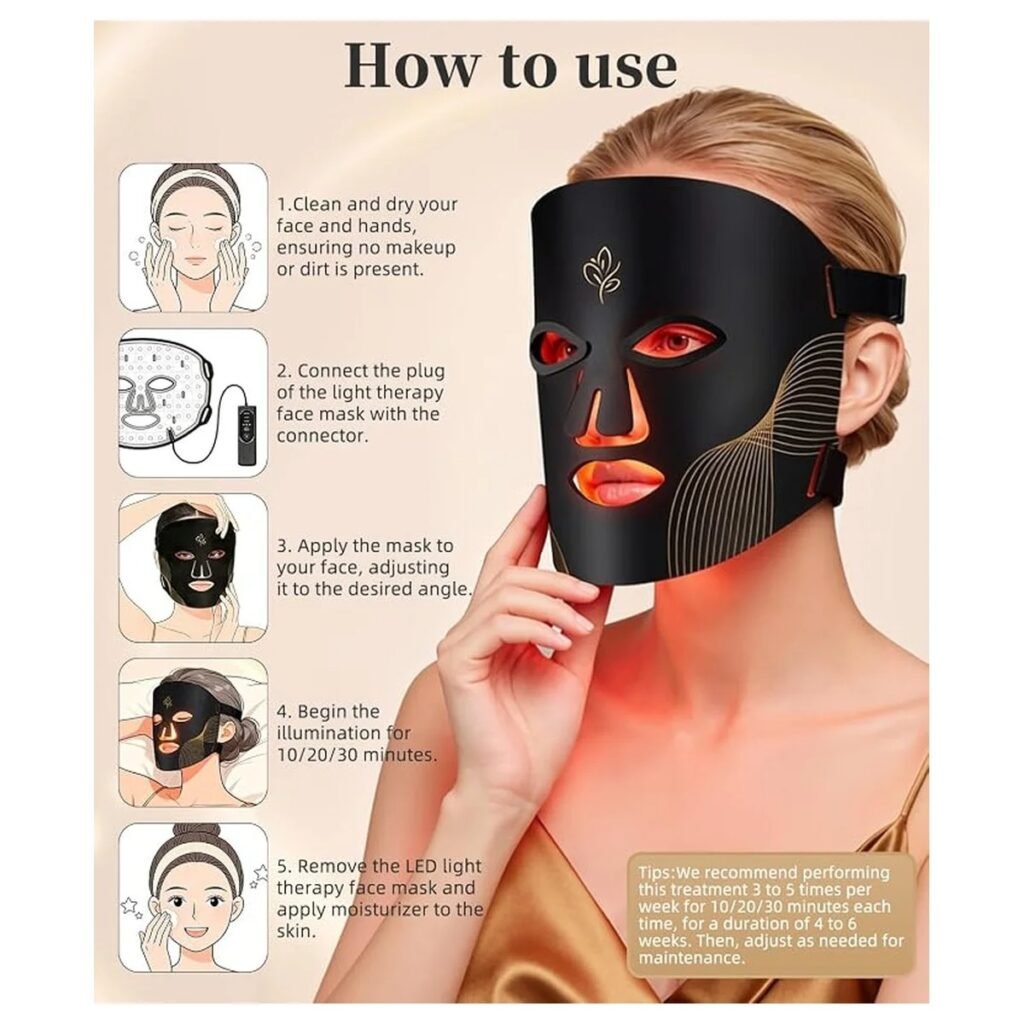 LED Red Light Therapy Face Mask with Remote Control