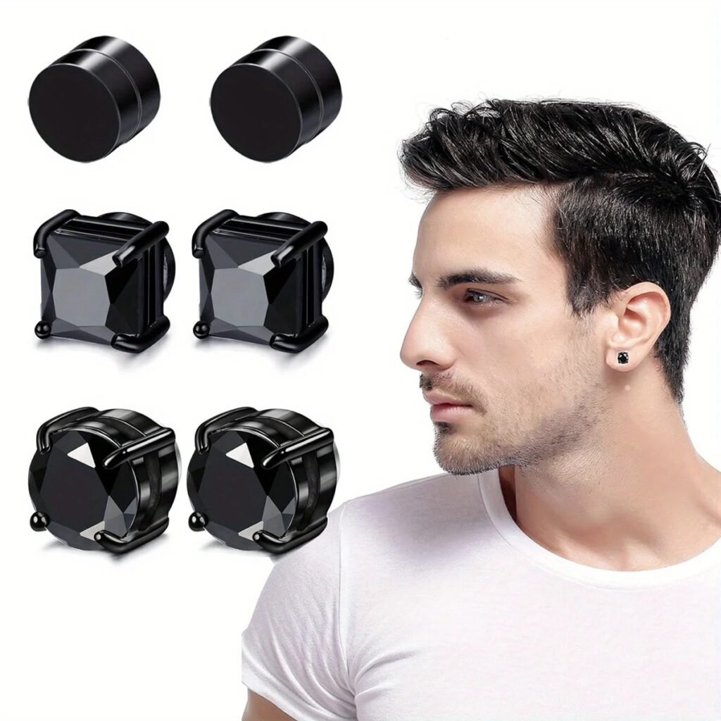 Men's Magnetic Crystal No-Pierce Stud Earrings