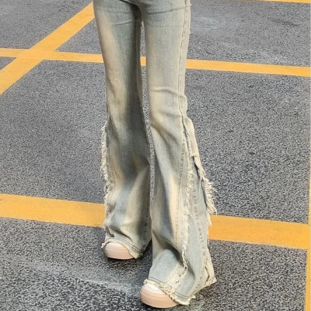 Vintage Blue High-Waist Wide-Leg Jeans for Women