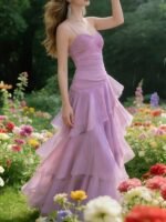 Women's Ruffle Spaghetti Strap Long Summer Party Dress