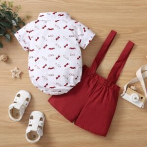 Baby Boys Shirt and Suspender Shorts Set