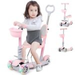 Kids Three-Wheel Scooter with Seat and LED Wheels