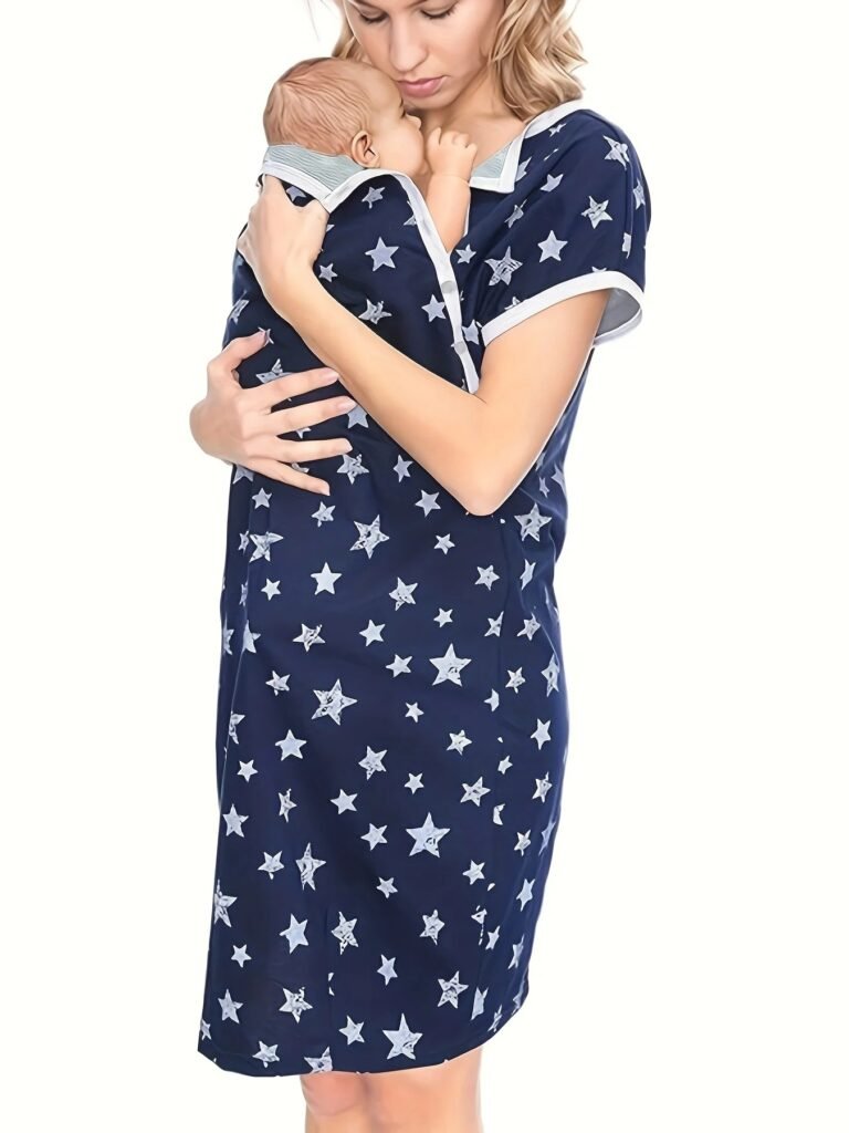 Maternity Nursing Nightdress for Pregnancy & Breastfeeding