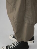 Men's Baggy Wide Leg Cropped Trousers with Elastic Waist