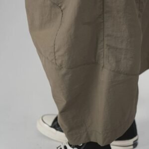 Men's Baggy Wide Leg Cropped Trousers with Elastic Waist