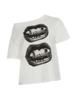 Women's Hip Hop Mouth Print Oversized T-Shirt