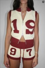 Women's Contrast Knit Cardigan & Shorts Set