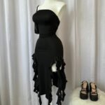 Women's Strapless Floral Backless High-Slit Mini Dress