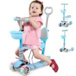 Kids Three-Wheel Scooter with Seat and LED Wheels