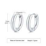 Men's Classic Stainless Steel Hoop Huggie Earrings