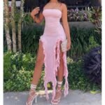 Women's Strapless Floral Backless High-Slit Mini Dress