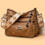 Spacious Women's Multi-Pocket Leather Crossbody Bag