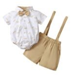 Baby Boys Shirt and Suspender Shorts Set