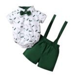 Baby Boys Shirt and Suspender Shorts Set