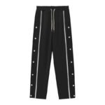 Men's Loose Straight Track Trousers with Side Buttons
