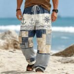 Men's Tribal Patchwork Print Boho Drawstring Trousers