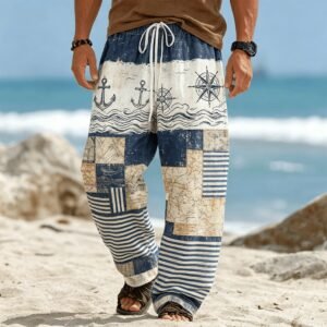 Men's Tribal Patchwork Print Boho Drawstring Trousers