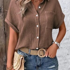 Women's Vintage Cotton Turn-Down Collar Blouse