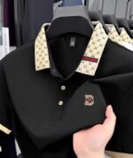 Men's Embossed Letter Polo Shirt Short Sleeve Summer Top