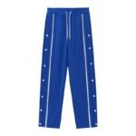 Men's Loose Straight Track Trousers with Side Buttons