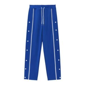 Men's Loose Straight Track Trousers with Side Buttons
