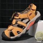 Men's Leather-Style Outdoor Sandals for Hiking & Casual Wear