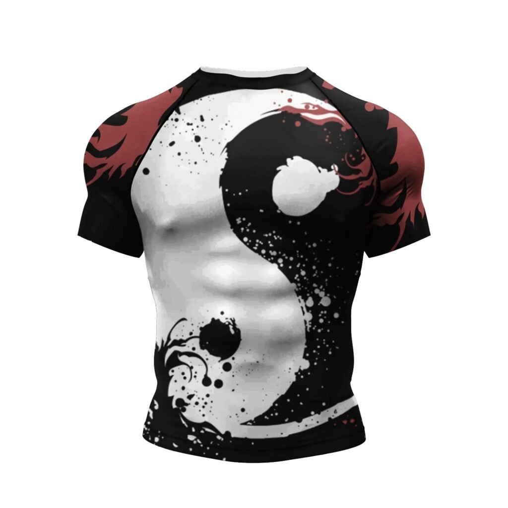 Men's Pink BJJ Rash Guard Short Sleeve Training Top
