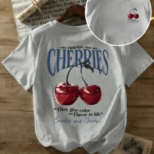 Women's Cherry Print Oversized Cotton T-Shirt