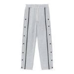 Men's Loose Straight Track Trousers with Side Buttons