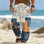 Men's Tribal Patchwork Print Boho Drawstring Trousers