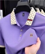 Men's Embossed Letter Polo Shirt Short Sleeve Summer Top