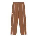 Men's Loose Straight Track Trousers with Side Buttons