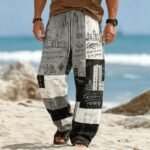 Men's Tribal Patchwork Print Boho Drawstring Trousers