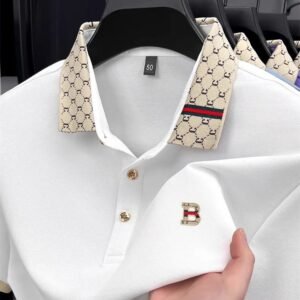 Men's Embossed Letter Polo Shirt Short Sleeve Summer Top