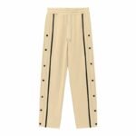 Men's Loose Straight Track Trousers with Side Buttons