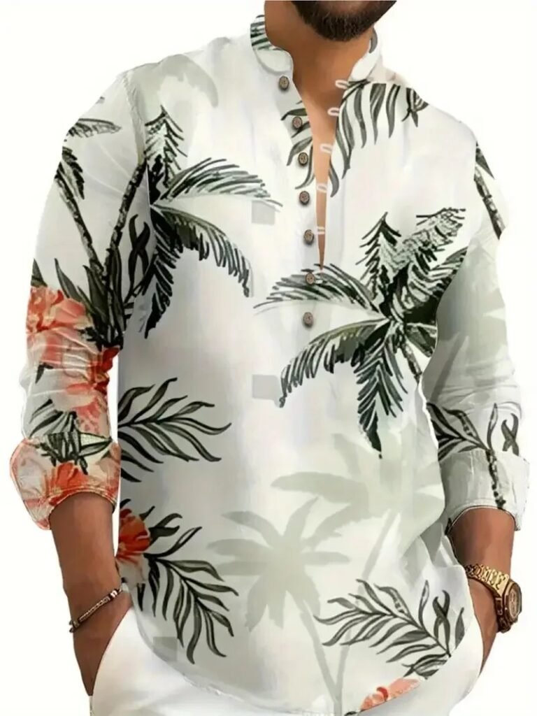 Men's 3D Palm Print Hawaiian Holiday Shirt