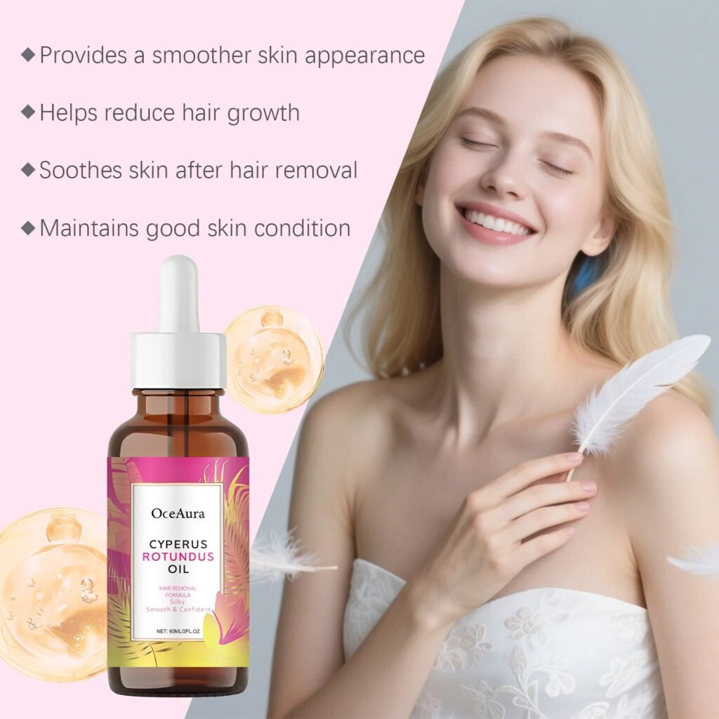 Cyperus Rotundus Oil for hair-removal routines, designed to moisturise, soothe and condition the skin for a smoother, softer-looking finish.