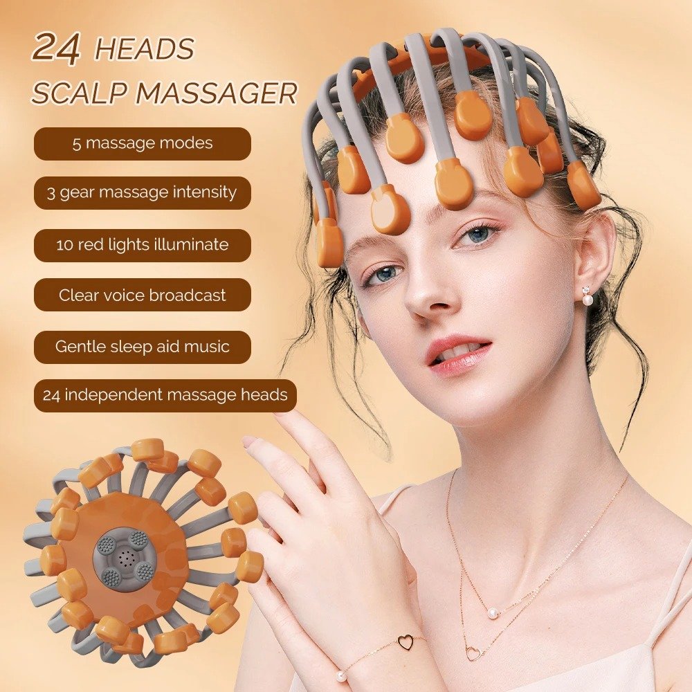 24 Head Electric Scalp Massager with Bluetooth Music 24 Head Electric Scalp Massager with Bluetooth Music