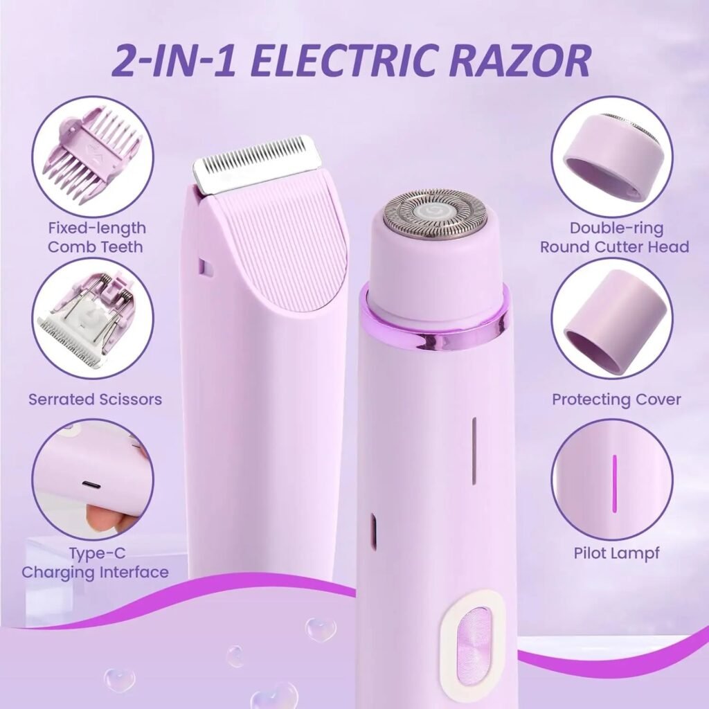 Two-in-One Waterproof Electric Shaver for Women