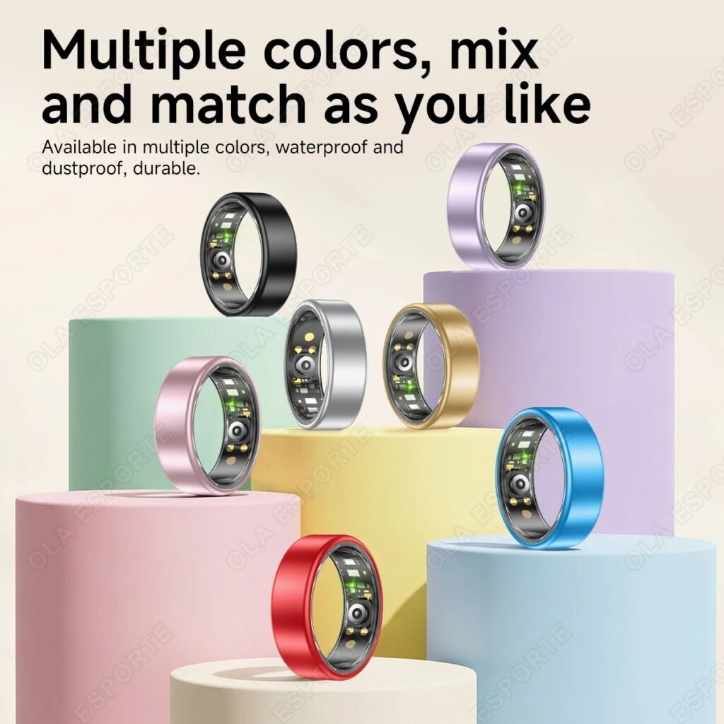 Colourful Smart Ring with Heart Rate and Oxygen Tracking