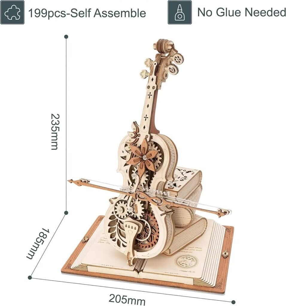 ROKR 3D Wooden Mechanical Cello Music Puzzle